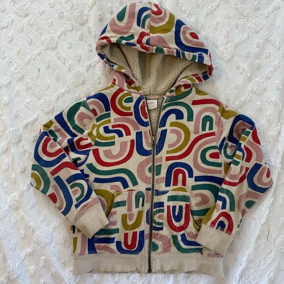 Hanna Andersson Other - Hanna Andersson Fleece Zip-Up Hoodie Sweatshirt Girls Size 120 6-7 Rainbow